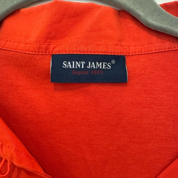 Saint James Red Long Sleeve Collared 100% Cotton Top - Picture 4 of 8
